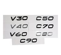 MSEURO 3D-ABS-Emblem-Aufkleber, schwarz, passend for Volvo-Buchstaben auf dem Kofferraum XC60 XC90 S60 V40 V50 V60 C30 S80 S40 XC40 XC70 S90 Zubehör (Color : Noir, Size : V40)