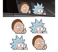 MsTeco 4 Stücke Reflektierende Rick and Morty Aufkleber, Anime Sticker, Auto Aufkleber, Anime Deko Cartoon Aufkleber für Auto, Tuning Aufkleber Auto, Lustige Aufkleber，Geeignet für Autos, Fenster
