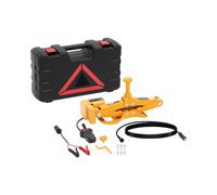 MSW MSW-ECJ-12-02 Elektrischer Wagenheber 120 V Radwechsel-Set Scherenwagenheber Hubhöhe: 12-42 cm Last max.: 3 t mit 2 Sätteln, Fernbedienung, Ersatzsicherungen, Warndreieck Autoheber Scherenheber