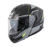 MTR K-4 Evo Klapphelm, als Jethelm & Integralhelm ECE 22.06 Geprüft, Motorradhelm mit Sonnenvisier, Mopedhelm mit Komfort-Innenfutter, Motorradhelm Herren & Damen, Fusion Grau/Neongelb, XL