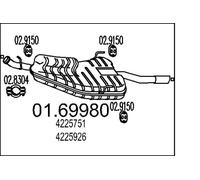 MTS Endschalldämpfer Nachschalldämpfer 01.69980 für SAAB YS3D 900 2 Turbo