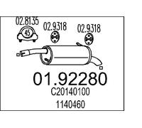MTS 01.92280 Endschalldämpfer Kompatibel mit FORD Fiesta Mk5 Schrägheck JH1, JD1, JH3, JD3