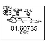 MTS Endschalldämpfer Schalldämpfer für Peugeot 206 Schrägheck 206+ 01.60735