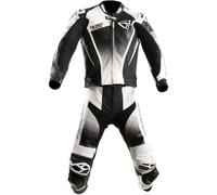 MUGENRACE Sidegun perforierte 2-Teiler Motorrad Lederkombi, schwarz/weiß, Größe 54