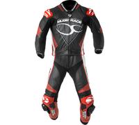 MUGENRACER Impegnato-D perforierte Damen 2-Teiler Motorrad Lederkombi, schwarz-weiss-rot, Größe 42