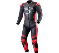 MUGENRACER Impegnato perforierte 2-Teiler Motorrad Lederkombi, schwarz/weiß/rot, Größe 48