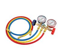 Mulcort Kältemittel-Manometer-Set, Klimaanlagen-Werkzeuge mit Schlauch und Haken zum Ablesen des Drucks R12, R22, R404A und R134A