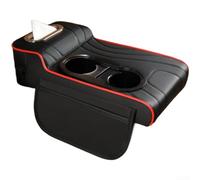 Multifunktionale Leder-Armlehnenauflage mit Getränkehalter, Erhöhung der Konsolenabdeckung und Box für Passform (schwarz + rot)