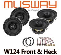 Musway CSM120X W124 - 4x 12cm Koax Lautsprecher Mercedes W124 Front & HECK +Adap