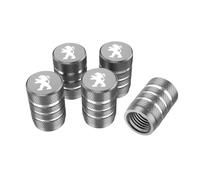 MXYUANHANG 5 Stück Ventilkappen Auto für Peugeot E-3008 E-5008 GT Allure 2024 2025, Autoventil Kappe Reifen Ventilkappen Autoventil Kappe Alu Metall,Grey