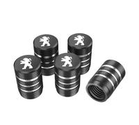 MXYUANHANG 5 Stück Ventilkappen Auto für Peugeot E-3008 E-5008 GT Allure 2024 2025, Autoventil Kappe Reifen Ventilkappen Autoventil Kappe Alu Metall,Black