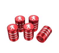 MXYUANHANG 5 Stück Ventilkappen Auto für Peugeot E-3008 E-5008 GT Allure 2024 2025, Autoventil Kappe Reifen Ventilkappen Autoventil Kappe Alu Metall,Red