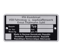 MZA Typenschild, neutrale Ausführung - SIMSON-Mopeds