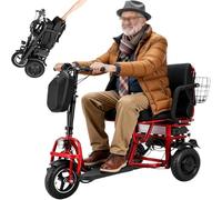 MZYZPPBD Elektromobil Seniorenmobil für Senioren 3 Räder Reise Klappbar Mobilitätsroller mit Korb Tragfähigkeit 160 kg Elektro Dreirad Faltbar für Senioren Erwachsene Behinderte,D