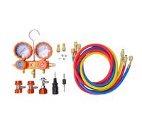 Naroote 3-Wege-AC-Verteiler-Set, Kfz-HVAC-Kältemittel-Ladeset mit 1,5 M Langen Schläuchen, Schnellkupplungen, Geeignet für Kältemittel R134a, R12, R22, R502, R1234yf