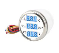 Naroote Boot-Wassertemperatur-Öldruck-Voltmeter, 52 Mm, Digitales Dreifach-Messgerät-Set für Marinefahrzeuge, Wasserdichtes ABS (Weißes Zifferblatt, silberne Abdeckung)