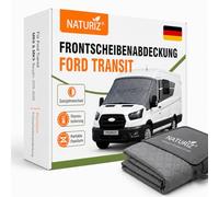 NATURIZ® Frontscheibenabdeckung Ford Transit - Premium Scheibenabdeckung - Thermomatte außen +Sonnenschutz für Wohnmobile - Winterabdeckung Wohnmobil und Kastenwagen, 2015-2026, MK8 & MK9