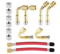 NCZCDZSW Ventilverlängerung 14 Stück Autoventil 135 mm Ventil Adapter Reifenventil Verlängerung 90 Grad Winkelventil Kupfer Ventiladapter Autoventil Verlängerung Set für Auto Motorrad Fahrrad