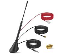Nelawya DAB+ Autoantenne | Digitalradio DAB+/FM-Kombi-Dachantenne mit Verstärker | SMB/SMA-Stecker & DIN-Anschluss Auto Antenne | Autoradio-Signalteiler-Verstärker mit 5m Kabel