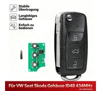 Neu 3 Tasten Schlüssel 1J0959753AH Für VW Seat Skoda Gehäuse ID48 434MHz