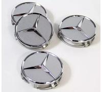 NEU Für 4x MERCEDES BENZ Nabendeckel 75mm Nabenkappen Felgenkappen Silber Matt