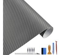 NewL Carbon Autofolie Matt grau Mit Einbauwerkzeug, 30 x 300 cm Selbstklebend 3D Car Wrapping Blasenfrei Vinyl Folie, Carbonfolie Lackschutzfolien für Auto Motorrad DIY