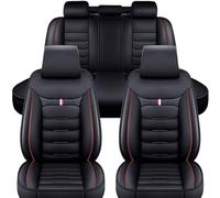 NgAnoh Auto Leder Sitzbezüge für Opel Corsa d 2007-2014, Autositzbezüge Vorne Und Hinten Wasserdichtes Schonbezüge Sitzauflagen Innenraum Zubehör,E/Black-red
