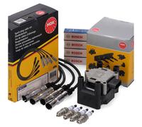 NGK Zündspule + Kabelsatz 4x BOSCH Zündkerze für VW GOLF 4 PASSAT B5 T5 1.6 2.0