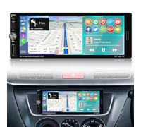 NHOPEEW 1 Din Carplay und Android Auto Autoradio mit Drehknopf - 6,9 Zoll 1 Din Radio Unterstützung Mirror Link FM Lenkradsteuerung + 12Led Rückfahrkamera