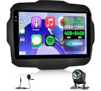 NHOPEEW 4+64G Android Autoradio für Jeep Renegade 2016-2020 mit Wireless Carplay & Android Auto - 9-Zoll-Incell-Bildschirm, unterstützt WiFi, GPS, Lenkradsteuerung + Rückfahrkamera, Canbus