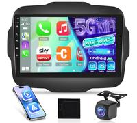 NHOPEEW 8 Core 4+64G Autoradio für Jeep Renegade 2016 2017 2018 2019 2020-9 Zoll Radio Unterstützung Carplay&Android Auto 5G WiFi&GPS DSP 3D Auto Mondel Display Kühlung Lüfter + Rückfahrkamera