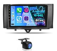 NHOPEEW Qualcomm 8 Core 4+64G Autoradio für Mercedes Benz Smart Fortwo 2011-2015 - 9 Zoll Radio Unterstützung Carplay&Android Auto WiFi&GPS DSP 3D Auto Mondel Display Kühlung Lüfter + Rückfahrkamera