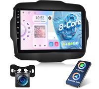 NHOPEEW Qualcomm 8-Kern-4+64G-DAB/DAB+ Autoradio für Jeep Renegade 2016-2020 - 9-Zoll-Radio mit Carplay- und Android Auto-Unterstützung, WLAN und GPS, DSP-Lüfter + Rückfahrkamera