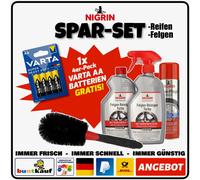 NIGRIN SPARSET Reifen + Felgen + Reinigungsbürste + VARTA Batterien