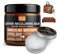 NIUB Leder Reparatur Set, Lederfarbe Autositze, Lederreparatur Creme, Auto Leder Reparatur Set, Leder Auffrischen, Färben, Flüssigleder & Lederfarbe mit Lederpflegemittel, Mittelbraun