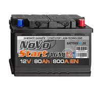 NoVo AGM Autobatterie 80Ah 12V, auslaufsicher, überlegene Leistung, geeignet für hohe Anforderungen
