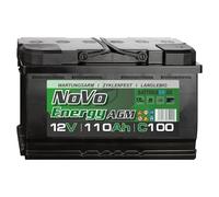 Novo Energy 110Ah Solarbatterie 12V Wohnwagen AGM Batterie, Mover, Camping Wohnmobil, Batterie Solaranlage, Versorgungsbatterie, Boots- & Bootsbatterie