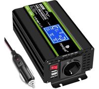 NOVOPAL 500W Wechselrichter 12V auf 230V 220V Reiner Sinus Spannungswandler mit intelligenter LCD-Anzeige - 2USB-Ausgang, EU-Stecker Für Auto KFZ Wohnwagen LKW