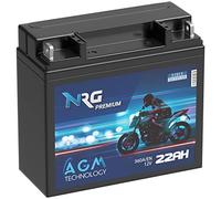 NRG Premium 51913 AGM Motorradbatterie 22Ah 12V 360A/EN Batterie 519013017 ABS G19 auslaufsicher wartungsfrei ersetzt 19Ah 20Ah 21Ah
