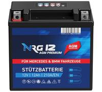 NRG PREMIUM Stützbatterie 12Ah 12V Backup Batterie A2115410001 und 61217586977 AGM Longlife Wartungsfrei EK131 AUX14