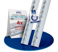 NTG Airlineschiene 4 STK 2m / 1975mm halbrund Alu -TÜV Zertifiziert- Sparsetauswahl Anhängerzubehör Ladungssicherung Aluschiene Zurrschiene Zurrleiste LKW Transporter - m. Bohrungen Silber eloxiert