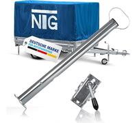NTG Anhänger Stützen mit Klemmhalter 600 mm 1 Stück Stütze mit 300 kg Traglast Anhängerstütze Ø48 mm aus verzinktem Stahl höhenverstellbar mit Griff für PKW Anhänger Wohnwagen witterungsbeständig
