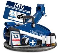 NTG Hydraulischer Wagenheber 2 Tonnen - TÜV Zertifiziert 130-330 mm Hubhöhe | Rangierwagenheber inkl. Drehmomentschlüssel Drehgriff - für Auto Werkstatt - Kfz Hebewerkzeug PKW Transporter