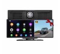 NUOTIAN 10,26'' Wireless Carplay Display, Android Auto Display, Autoradio mit 4K Dashcam+1080P Rückfahrkamera, Bluetooth 5.3, GPS Navigation, Mirror Link, 64G TF, FM, AUX (mit Ersatzhalterung)