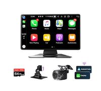 NUOTIAN 9" Tragbares CarPlay Display für Autos - Kompatibel mit Apple CarPlay & Android Auto, Bluetooth 5.3,1080P Rückfahrkamera, GPS Navigation, 64G TF, FM, AUX,(mit Halterung Saugnapf)