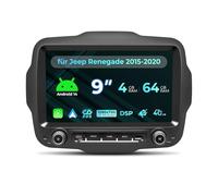 NVGOTEV Upgrade Android 14.0 Autoradio für Jeep Renegade 2015-2020 mit 9 Zoll Touchscreen GPS Navigation Radio Unterstützung 4G DSP TPMS OBD Wireless Carplay/Android Auto 4+64GB