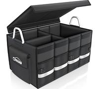Oasser Kofferraumtasche Kofferraum Organizer mit Deckel Auto Kofferraum Organizer Autotasche Auto Kofferraum Box Praktisch Wasserdicht Rutschfest Faltbar mit Aluminium Griffe Reflexstreifen
