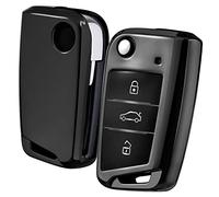 OATSBASF Autoschlüssel Hülle VW, VW Golf 7 Schlüsselhülle, Schlüsselbox Cover für VW Polo, Skoda, Tiguan, MK7 3-Tasten (Schwarz)