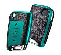 OATSBASF Autoschlüssel Hülle VW, VW Golf 7 Schlüsselhülle, Schlüsselbox Cover für VW Polo, Skoda, Tiguan, MK7 3-Tasten (P-Grün)