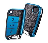 OATSBASF Autoschlüssel Hülle VW, VW Golf 7 Schlüsselhülle, Schlüsselbox Cover für VW Polo, Skoda, Tiguan, MK7 3-Tasten (P-Blau)